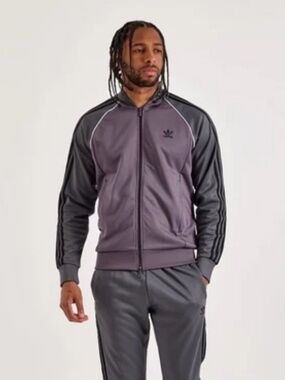 NWT mens XXL Adidas originals Adicolor Superstar Track Jacket Gray Strata JY1295